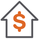 Icon - House outline with dollar sign inside